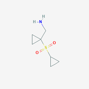 molecular formula C7H13NO2S B13321607 (1-(Cyclopropylsulfonyl)cyclopropyl)methanamine 