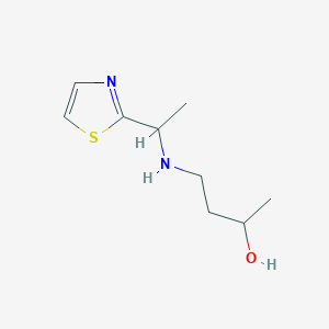 molecular formula C9H16N2OS B13321636 4-{[1-(1,3-Thiazol-2-yl)ethyl]amino}butan-2-ol 