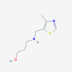 molecular formula C8H14N2OS B13321655 3-{[(4-Methyl-1,3-thiazol-5-yl)methyl]amino}propan-1-ol 