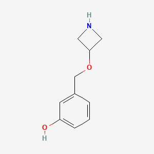 molecular formula C10H13NO2 B13321664 3-[(Azetidin-3-yloxy)methyl]phenol 