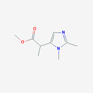 molecular formula C9H14N2O2 B13321717 Methyl 2-(1,2-dimethyl-1H-imidazol-5-yl)propanoate 