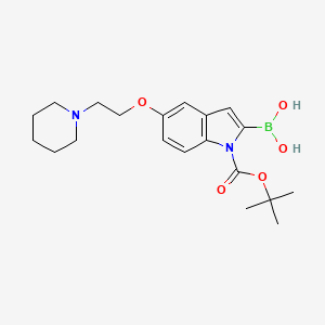 {1-(tert-butoxycarbonyl)-5-[2-(piperidin-1-yl)ethoxy]-1H-indol-2-yl}boronic acid