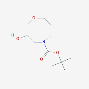 molecular formula C11H21NO4 B13321747 tert-Butyl 3-hydroxy-1,5-oxazocane-5-carboxylate 