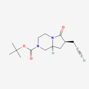 molecular formula C15H22N2O3 B13321766 tert-Butyl (7S,8aS)-6-oxo-7-(prop-2-yn-1-yl)hexahydropyrrolo[1,2-a]pyrazine-2(1H)-carboxylate 