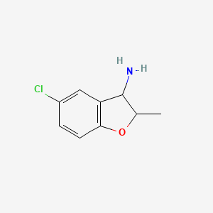 molecular formula C9H10ClNO B13321772 5-Chloro-2-methyl-2,3-dihydro-1-benzofuran-3-amine 