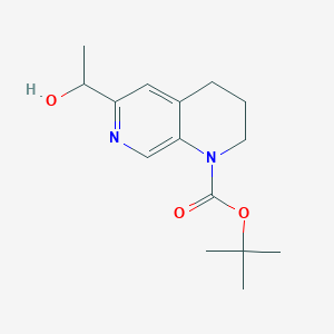 molecular formula C15H22N2O3 B13321800 tert-Butyl 6-(1-hydroxyethyl)-3,4-dihydro-1,7-naphthyridine-1(2H)-carboxylate 