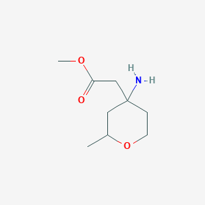 molecular formula C9H17NO3 B13321819 Methyl 2-(4-amino-2-methyloxan-4-yl)acetate 