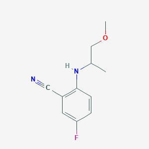 molecular formula C11H13FN2O B13321825 5-Fluoro-2-[(1-methoxypropan-2-yl)amino]benzonitrile 