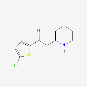 molecular formula C11H14ClNOS B13321851 1-(5-Chlorothiophen-2-yl)-2-(piperidin-2-yl)ethan-1-one 