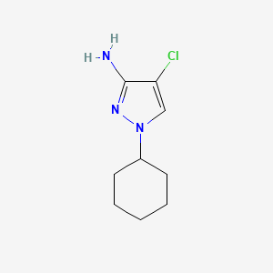 molecular formula C9H14ClN3 B13321857 4-chloro-1-cyclohexyl-1H-pyrazol-3-amine 