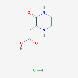 molecular formula C6H11ClN2O3 B13321923 2-(3-Oxopiperazin-2-yl)acetic acid hydrochloride CAS No. 860225-12-3