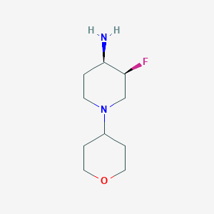 molecular formula C10H19FN2O B13321963 (3S,4R)-3-Fluoro-1-(tetrahydro-2H-pyran-4-yl)piperidin-4-amine 