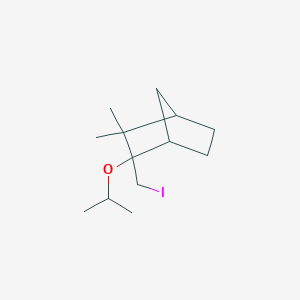 molecular formula C13H23IO B13322012 2-(Iodomethyl)-3,3-dimethyl-2-(propan-2-yloxy)bicyclo[2.2.1]heptane 