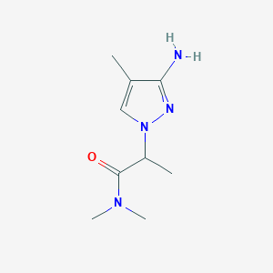 molecular formula C9H16N4O B13322013 2-(3-amino-4-methyl-1H-pyrazol-1-yl)-N,N-dimethylpropanamide 