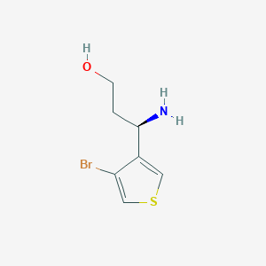 molecular formula C7H10BrNOS B13322018 (3R)-3-Amino-3-(4-bromo(3-thienyl))propan-1-OL 