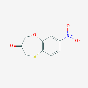 molecular formula C9H7NO4S B13322041 8-Nitro-3,4-dihydro-2H-1,5-benzoxathiepin-3-one 