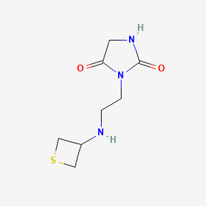 molecular formula C8H13N3O2S B13322060 3-(2-(Thietan-3-ylamino)ethyl)imidazolidine-2,4-dione 