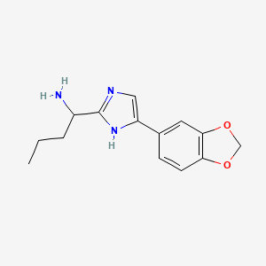 molecular formula C14H17N3O2 B13322064 1-[4-(2H-1,3-Benzodioxol-5-yl)-1H-imidazol-2-yl]butan-1-amine 