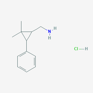 molecular formula C12H18ClN B13322120 (2,2-Dimethyl-3-phenylcyclopropyl)methanamine hydrochloride CAS No. 1423029-34-8