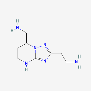 molecular formula C8H16N6 B13322126 2-[7-(Aminomethyl)-4H,5H,6H,7H-[1,2,4]triazolo[1,5-a]pyrimidin-2-yl]ethan-1-amine 