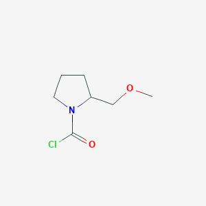 molecular formula C7H12ClNO2 B13322134 2-(Methoxymethyl)pyrrolidine-1-carbonyl chloride 