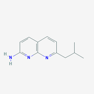 molecular formula C12H15N3 B13322199 7-(2-Methylpropyl)-1,8-naphthyridin-2-amine 