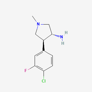 molecular formula C11H14ClFN2 B13322205 Rel-(3R,4S)-4-(4-chloro-3-fluorophenyl)-1-methylpyrrolidin-3-amine 