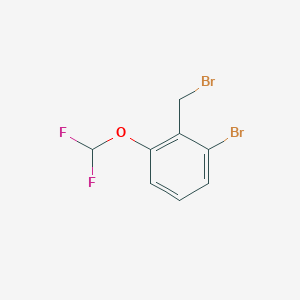 molecular formula C8H6Br2F2O B13322409 1-Bromo-2-(bromomethyl)-3-(difluoromethoxy)benzene 