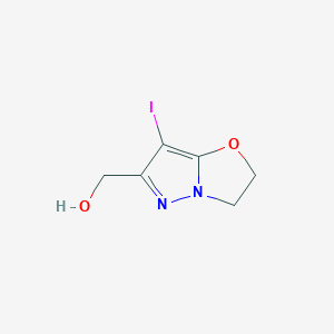 molecular formula C6H7IN2O2 B13322410 (7-Iodo-2,3-dihydropyrazolo[5,1-b]oxazol-6-yl)methanol 