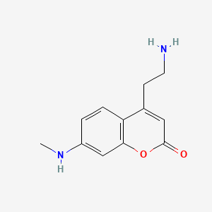 molecular formula C12H14N2O2 B13322412 4-(2-Aminoethyl)-7-(methylamino)-2H-Chromen-2-one 