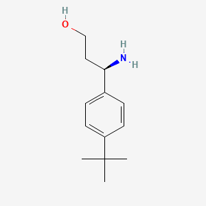 molecular formula C13H21NO B13322445 (3R)-3-Amino-3-[4-(tert-butyl)phenyl]propan-1-OL 