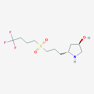 molecular formula C11H20F3NO3S B13322456 (3R,5R)-5-(3-((4,4,4-Trifluorobutyl)sulfonyl)propyl)pyrrolidin-3-ol 