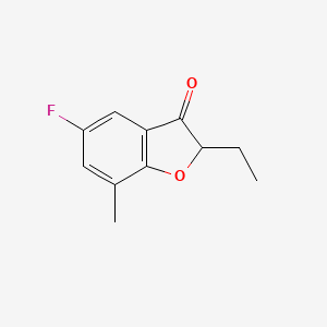 molecular formula C11H11FO2 B13322476 2-Ethyl-5-fluoro-7-methyl-2,3-dihydro-1-benzofuran-3-one 