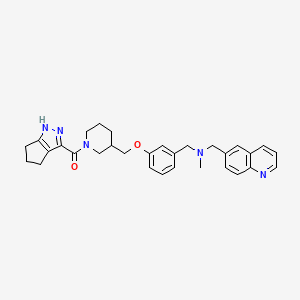 molecular formula C31H35N5O2 B13322485 (3-((3-((Methyl(quinolin-6-ylmethyl)amino)methyl)phenoxy)methyl)piperidin-1-yl)(1,4,5,6-tetrahydrocyclopenta[c]pyrazol-3-yl)methanone 