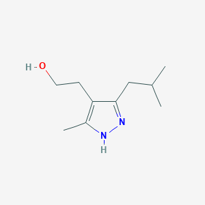 molecular formula C10H18N2O B13322492 2-(3-isobutyl-5-methyl-1H-pyrazol-4-yl)ethan-1-ol 