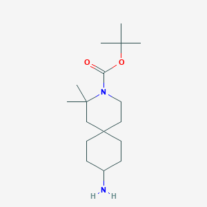 molecular formula C17H32N2O2 B13322562 tert-Butyl 9-amino-2,2-dimethyl-3-azaspiro[5.5]undecane-3-carboxylate 