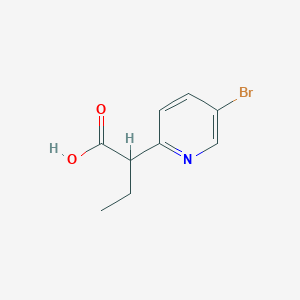 molecular formula C9H10BrNO2 B13322606 2-(5-Bromopyridin-2-yl)butanoic acid 