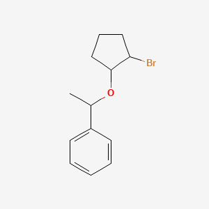 molecular formula C13H17BrO B13322609 (1-[(2-Bromocyclopentyl)oxy]ethyl)benzene 