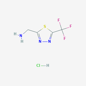 molecular formula C4H5ClF3N3S B13322612 (5-(Trifluoromethyl)-1,3,4-thiadiazol-2-yl)methanamine hydrochloride 