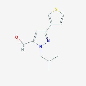 molecular formula C12H14N2OS B13322613 1-isobutyl-3-(thiophen-3-yl)-1H-pyrazole-5-carbaldehyde 