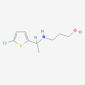 molecular formula C9H14ClNOS B13322638 3-{[1-(5-Chlorothiophen-2-yl)ethyl]amino}propan-1-ol 