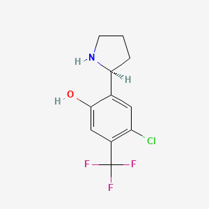 molecular formula C11H11ClF3NO B13322730 (S)-4-Chloro-2-(pyrrolidin-2-yl)-5-(trifluoromethyl)phenol 