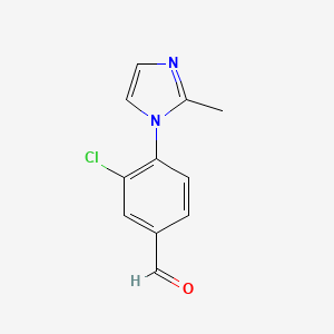 molecular formula C11H9ClN2O B13322823 3-Chloro-4-(2-methyl-1H-imidazol-1-YL)benzaldehyde 