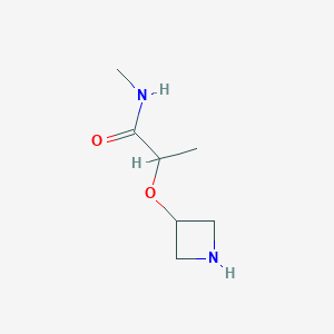 molecular formula C7H14N2O2 B13322838 2-(azetidin-3-yloxy)-N-methylpropanamide 