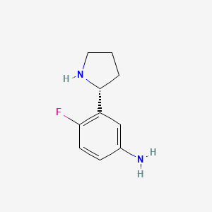 molecular formula C10H13FN2 B13322856 (R)-4-Fluoro-3-(pyrrolidin-2-yl)aniline 