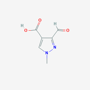 molecular formula C6H6N2O3 B13322862 3-formyl-1-methyl-1H-pyrazole-4-carboxylic acid 