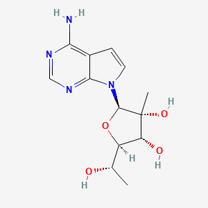 molecular formula C13H18N4O4 B13322874 (2R,3R,4R,5R)-2-(4-Amino-7H-pyrrolo[2,3-d]pyrimidin-7-yl)-5-((S)-1-hydroxyethyl)-3-methyltetrahydrofuran-3,4-diol 