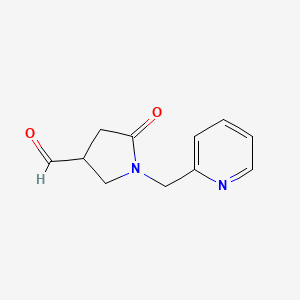 molecular formula C11H12N2O2 B13322898 5-Oxo-1-(pyridin-2-ylmethyl)pyrrolidine-3-carbaldehyde 