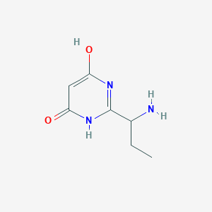 molecular formula C7H11N3O2 B13322901 2-(1-Aminopropyl)-6-hydroxy-3,4-dihydropyrimidin-4-one 