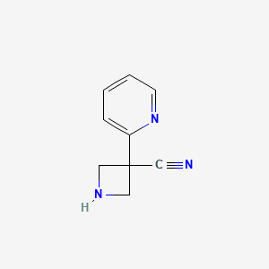 molecular formula C9H9N3 B13322913 3-(2-pyridinyl)-3-Azetidinecarbonitrile 